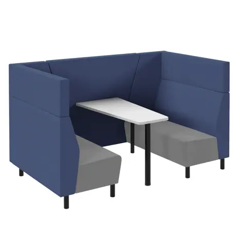 Muse 4 Person Fabric Booth - Blue Seat Back - Grey Seat